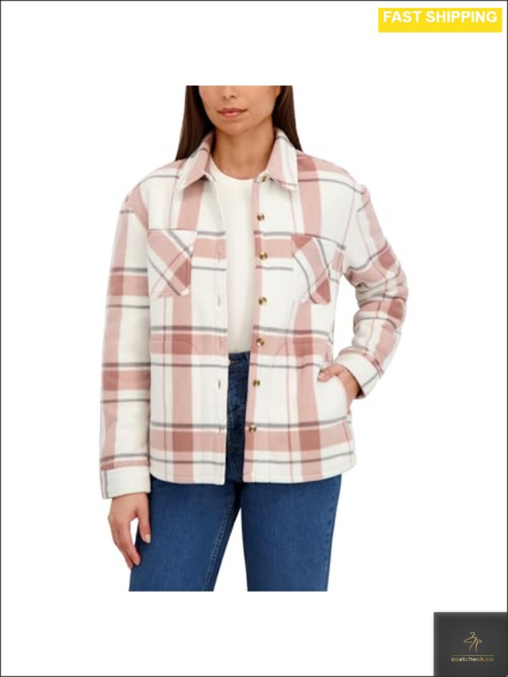 Plaid Fleece Shacket Button Front Sherpa Lined Casual Jacket